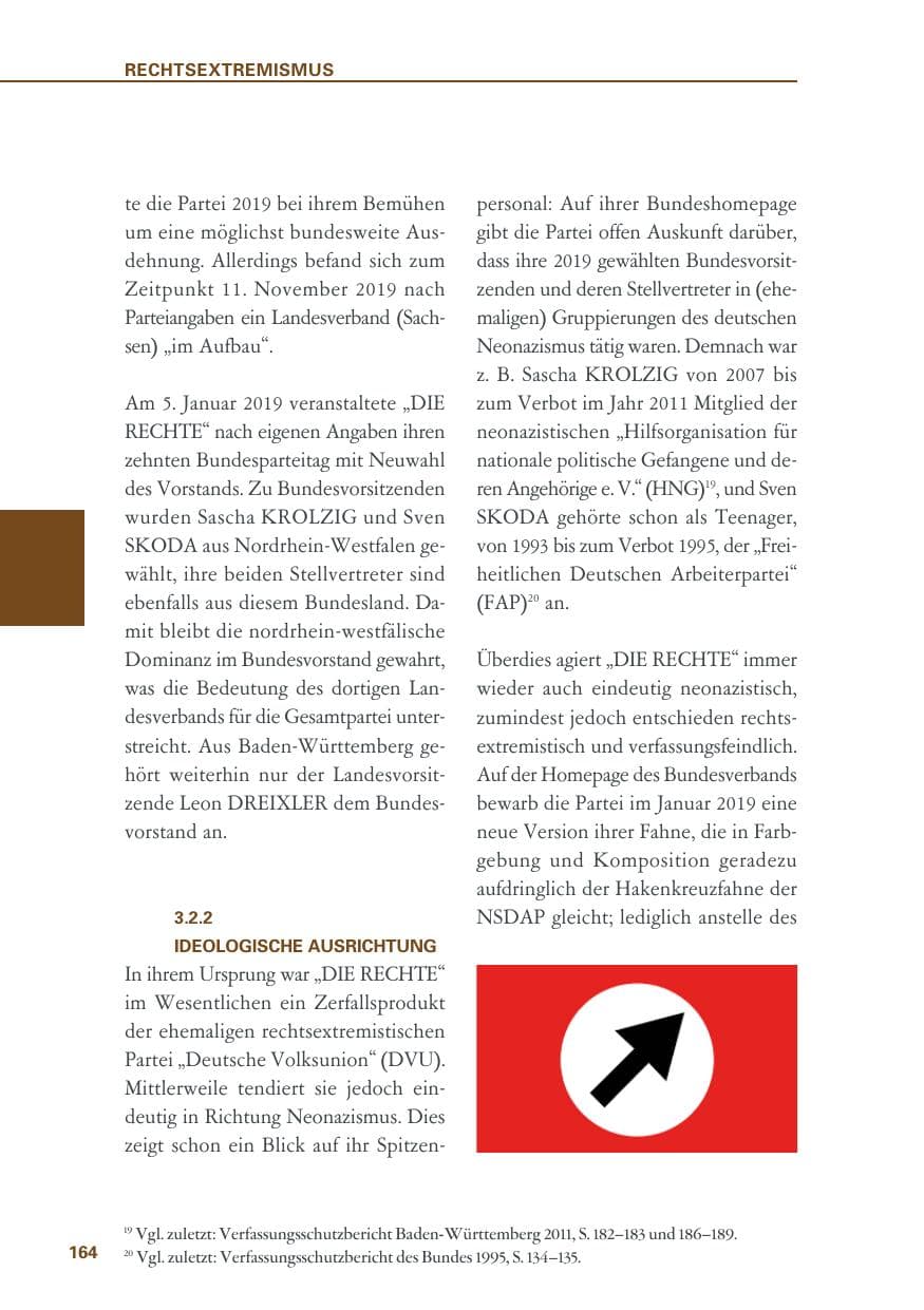 Seite 164 des Verfassungsschutzbericht 2019 Baden-Württemberg