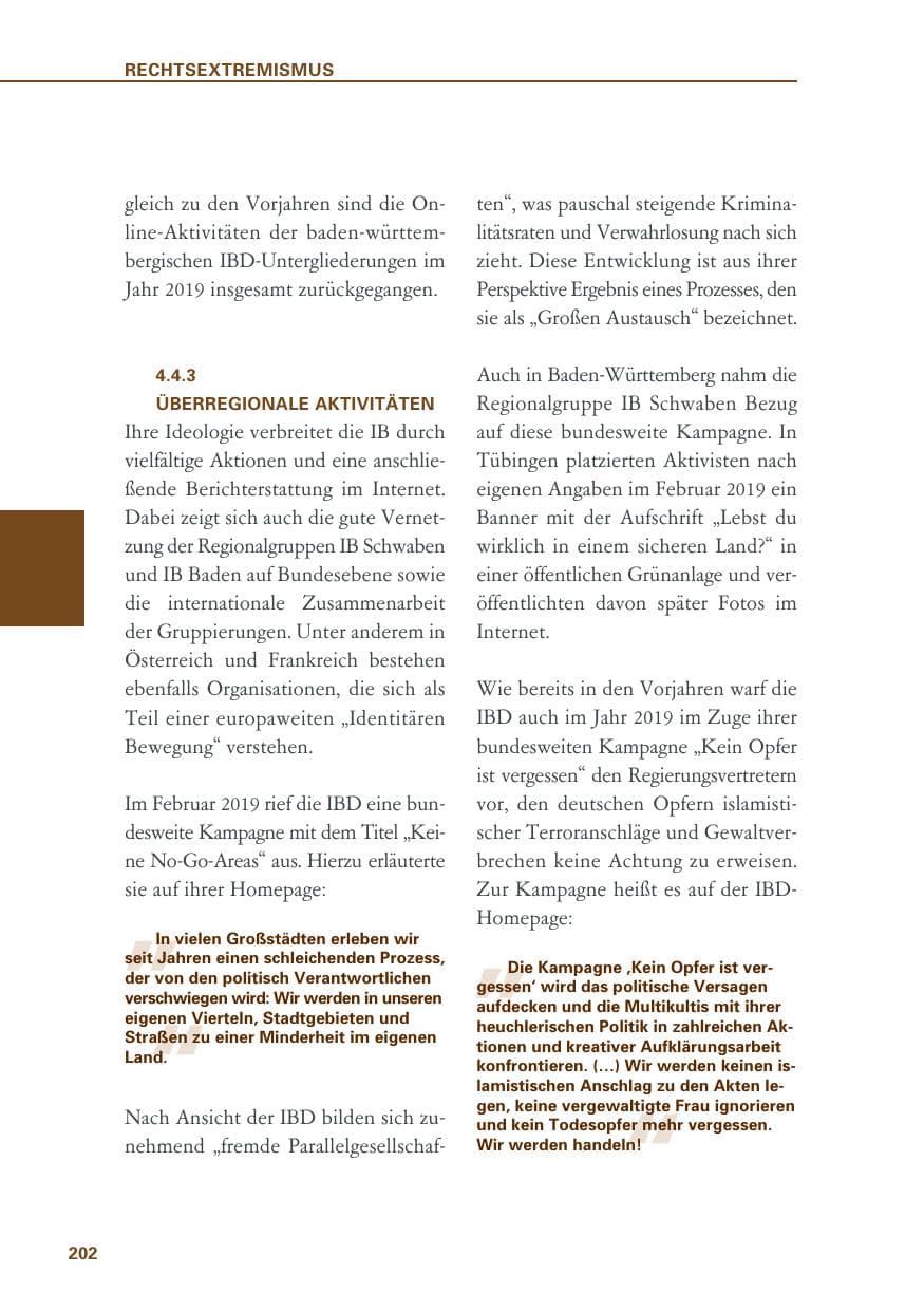 Seite 202 des Verfassungsschutzbericht 2019 Baden-Württemberg