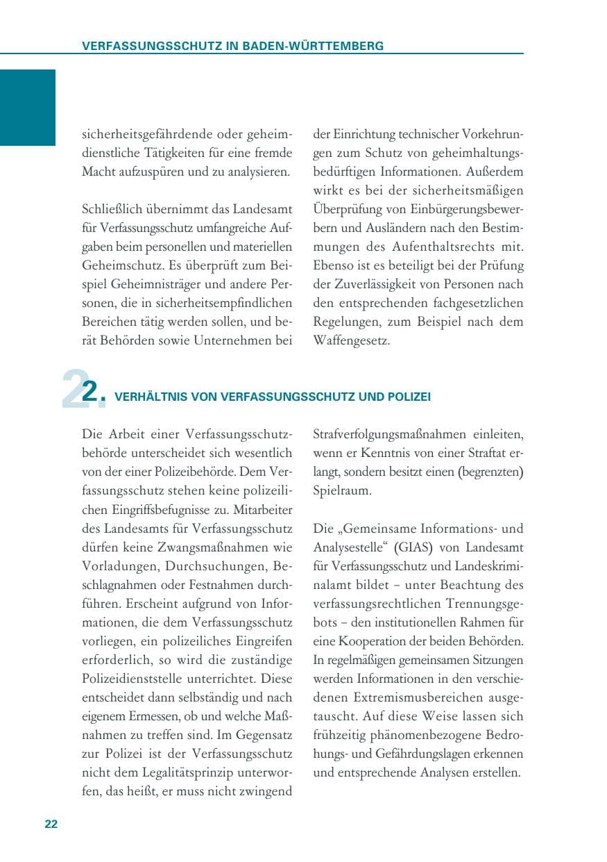 Seite 22 des Verfassungsschutzbericht 2019 Baden-Württemberg