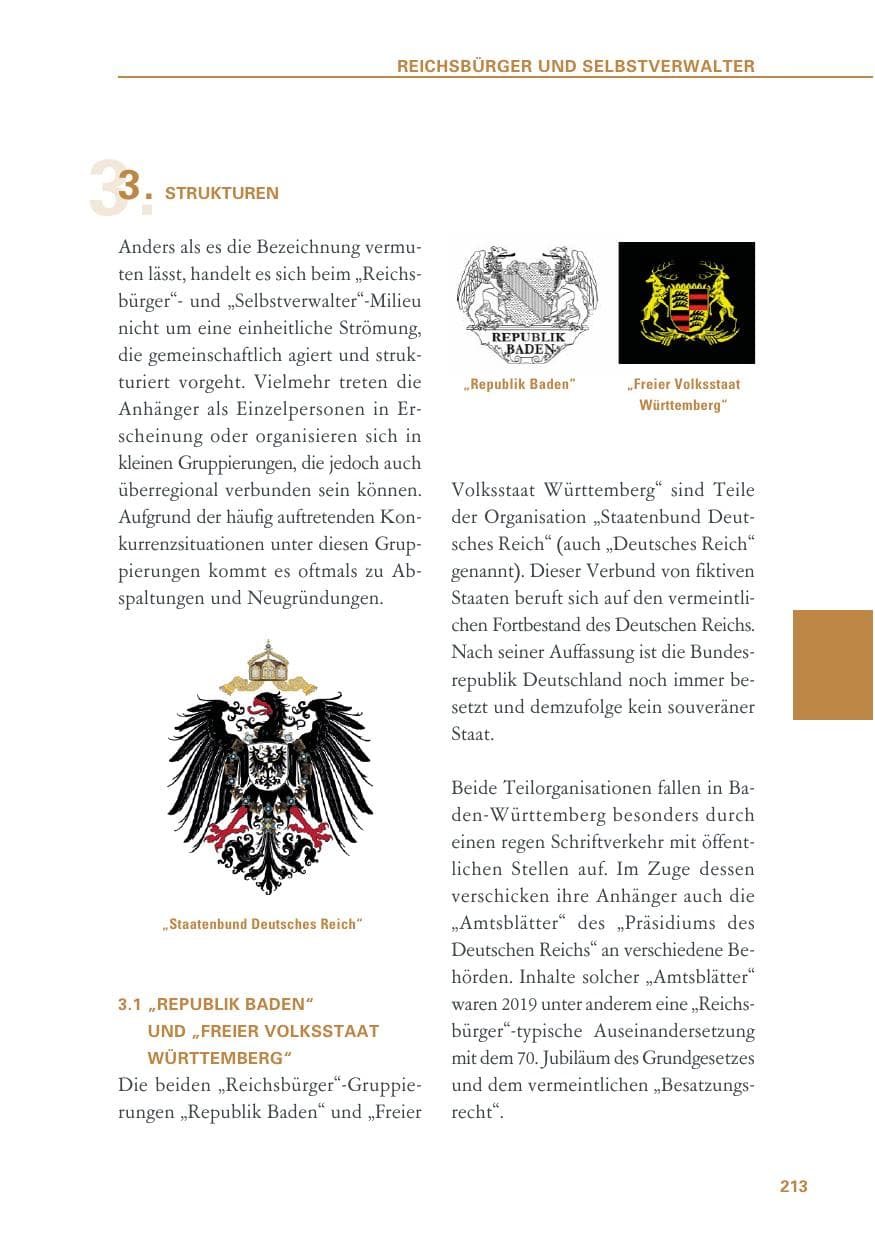 Seite 213 des Verfassungsschutzbericht 2019 Baden-Württemberg