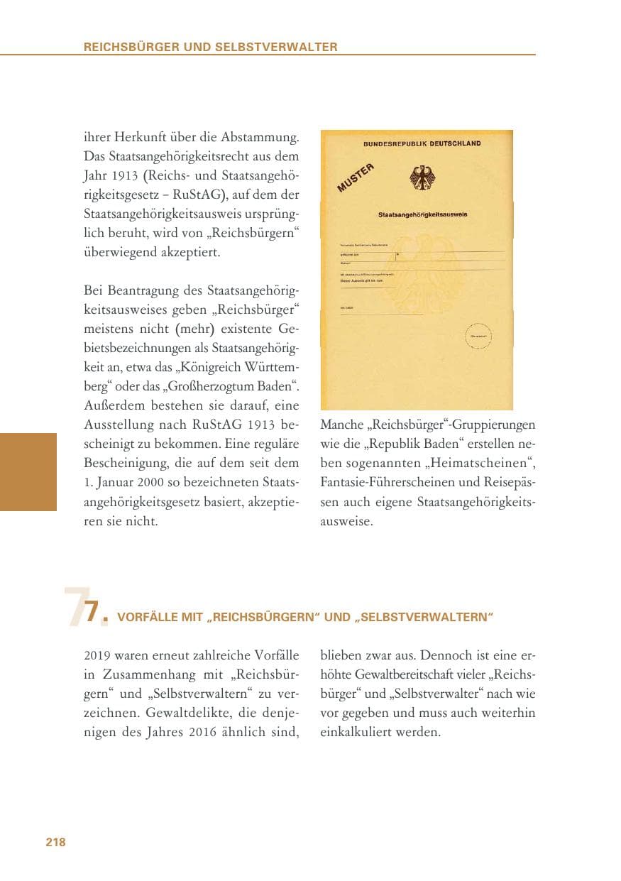 Seite 218 des Verfassungsschutzbericht 2019 Baden-Württemberg