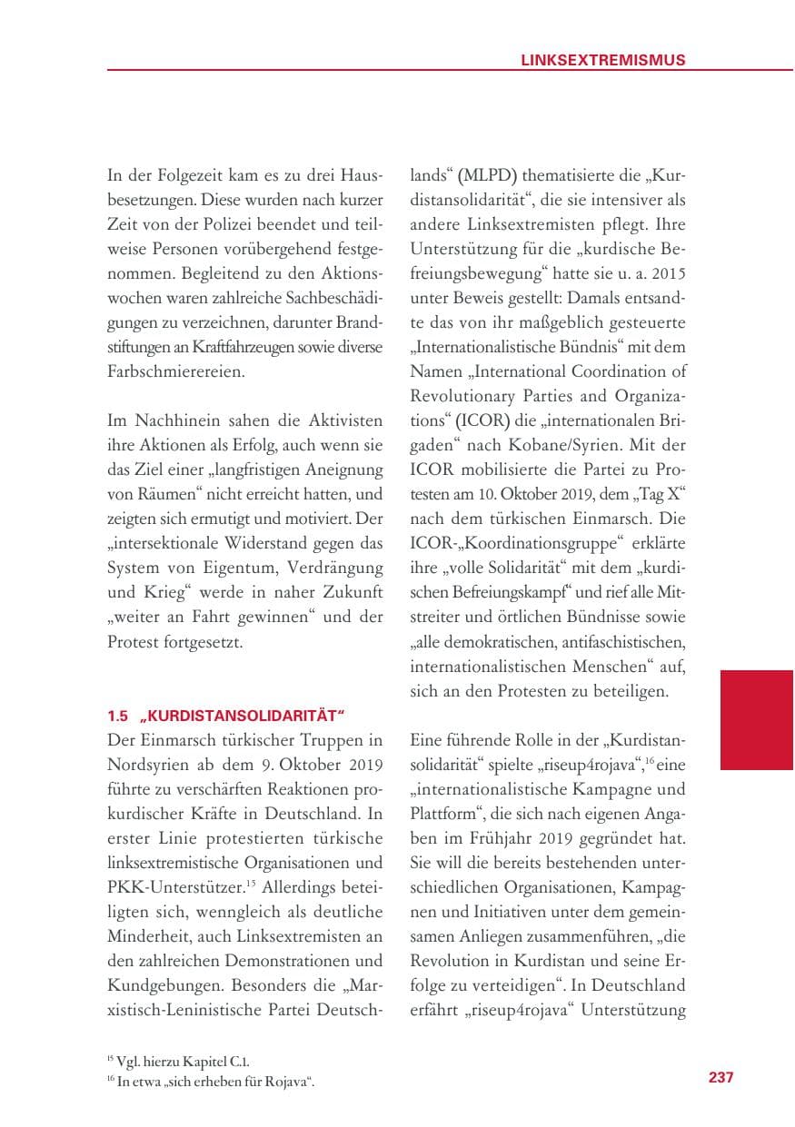 Seite 237 des Verfassungsschutzbericht 2019 Baden-Württemberg
