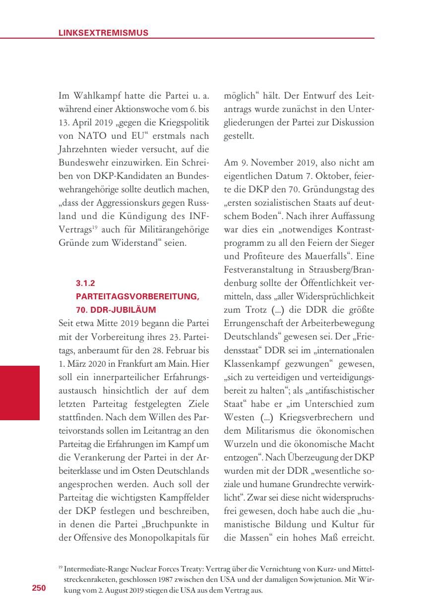 Seite 250 des Verfassungsschutzbericht 2019 Baden-Württemberg