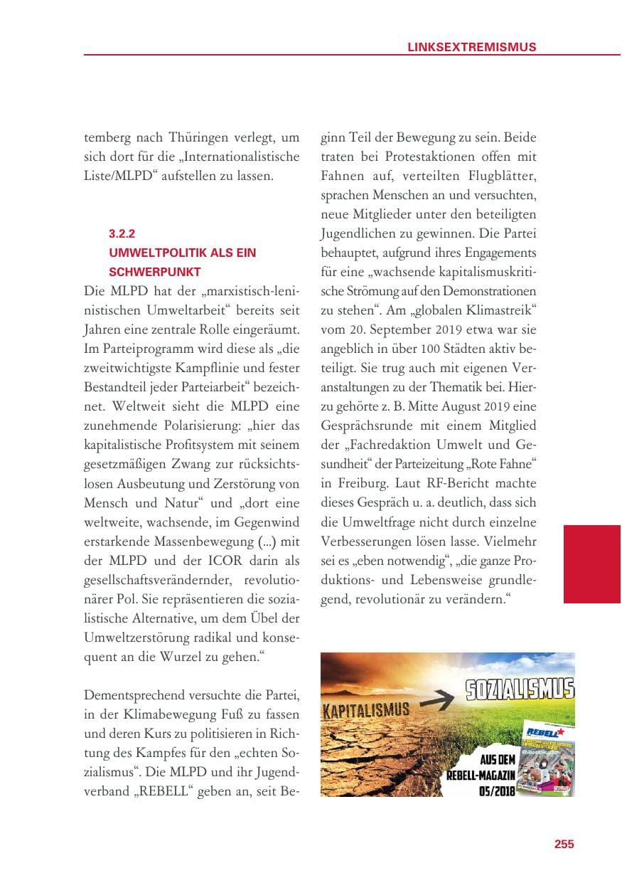 Seite 255 des Verfassungsschutzbericht 2019 Baden-Württemberg