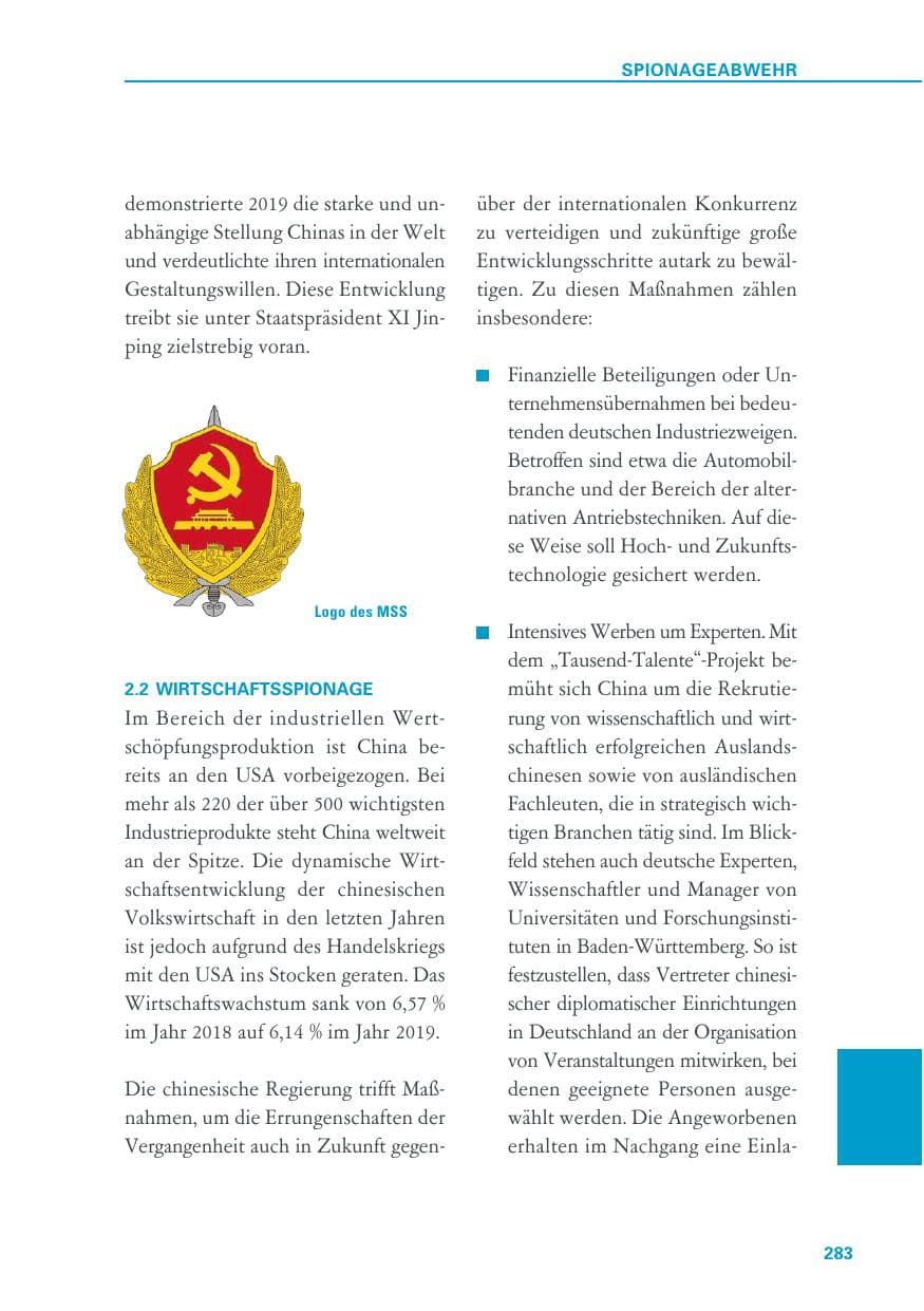 Seite 283 des Verfassungsschutzbericht 2019 Baden-Württemberg