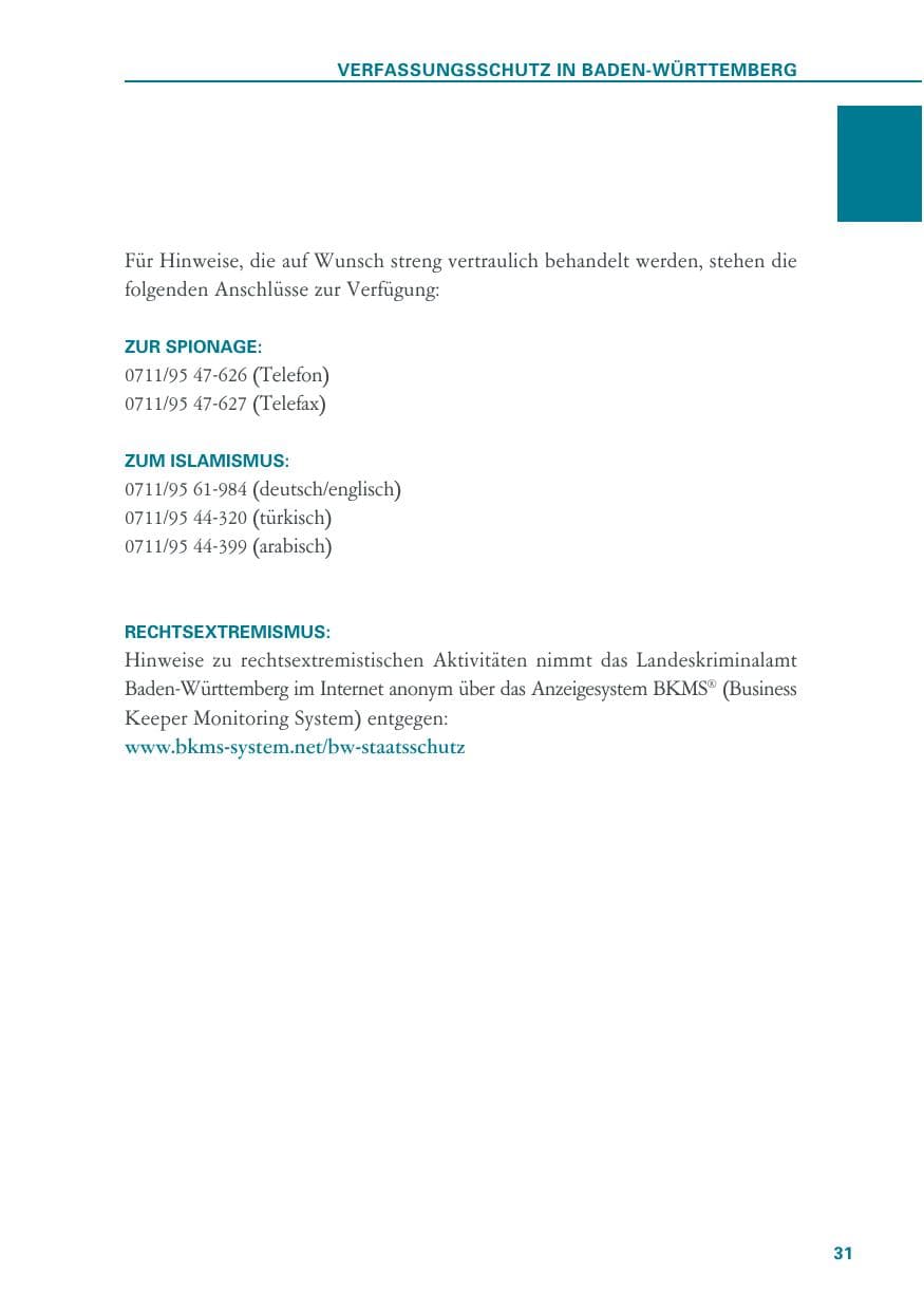 Seite 31 des Verfassungsschutzbericht 2019 Baden-Württemberg