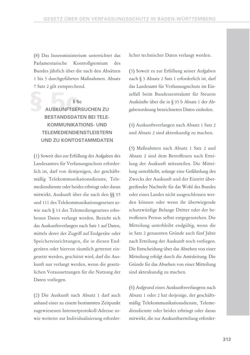 Seite 313 des Verfassungsschutzbericht 2019 Baden-Württemberg