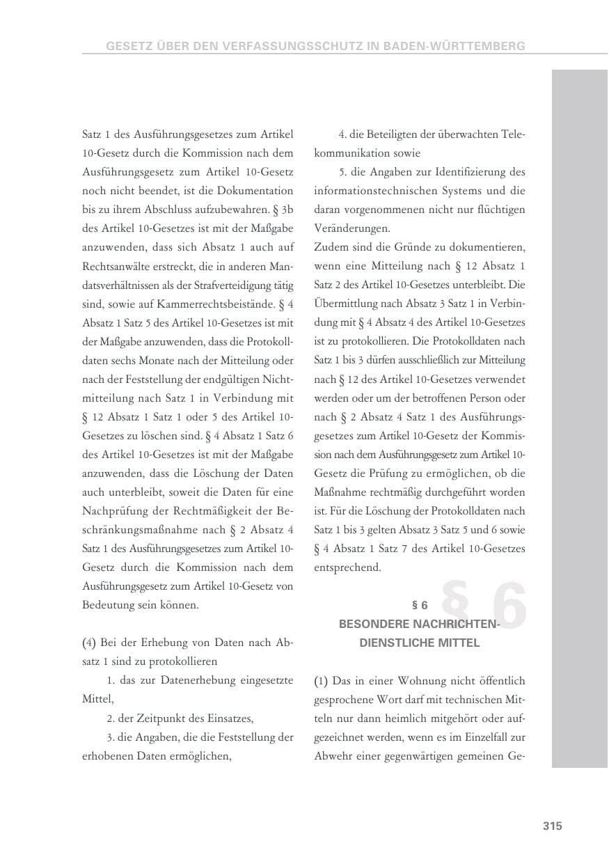 Seite 315 des Verfassungsschutzbericht 2019 Baden-Württemberg