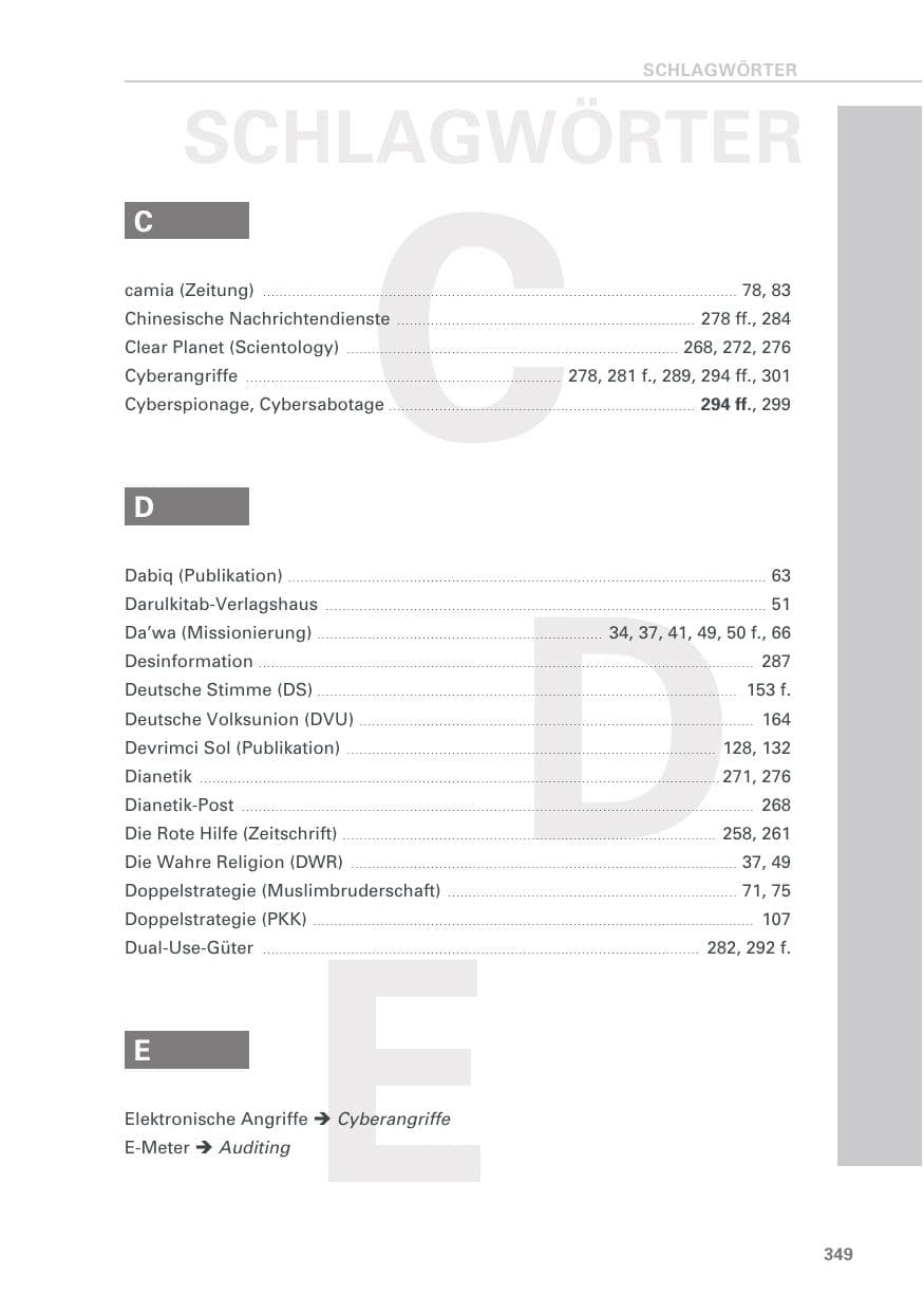 Seite 349 des Verfassungsschutzbericht 2019 Baden-Württemberg