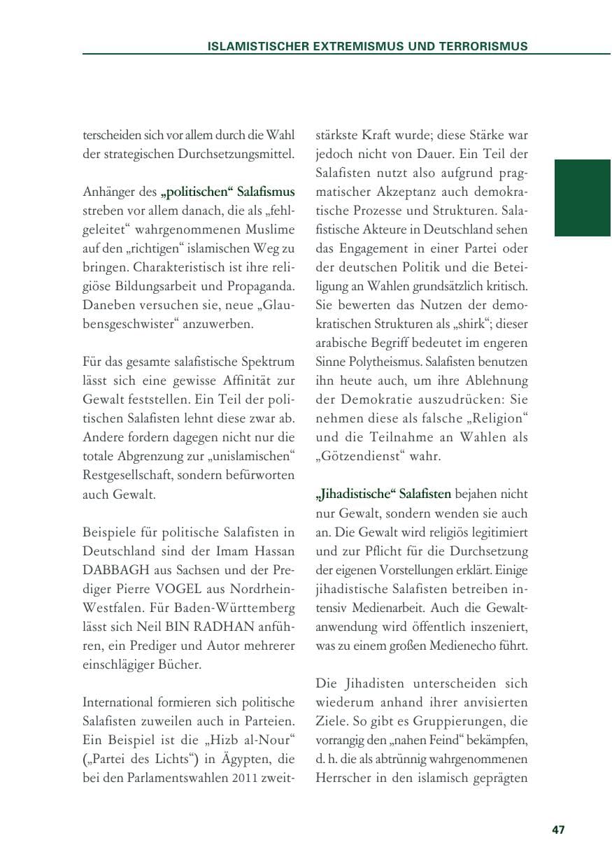 Seite 47 des Verfassungsschutzbericht 2019 Baden-Württemberg