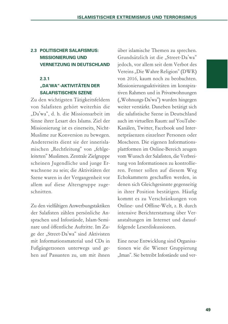 Seite 49 des Verfassungsschutzbericht 2019 Baden-Württemberg
