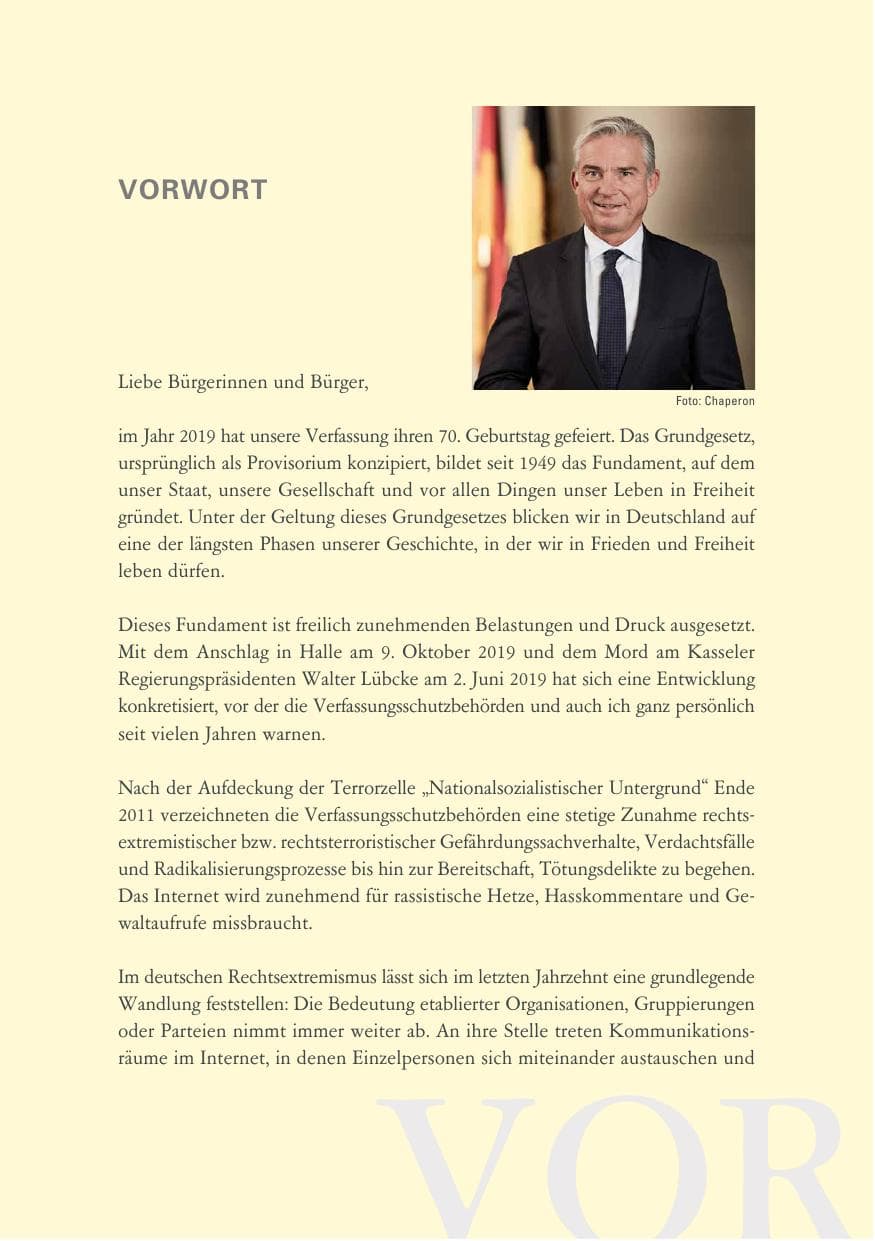 Seite 6 des Verfassungsschutzbericht 2019 Baden-Württemberg