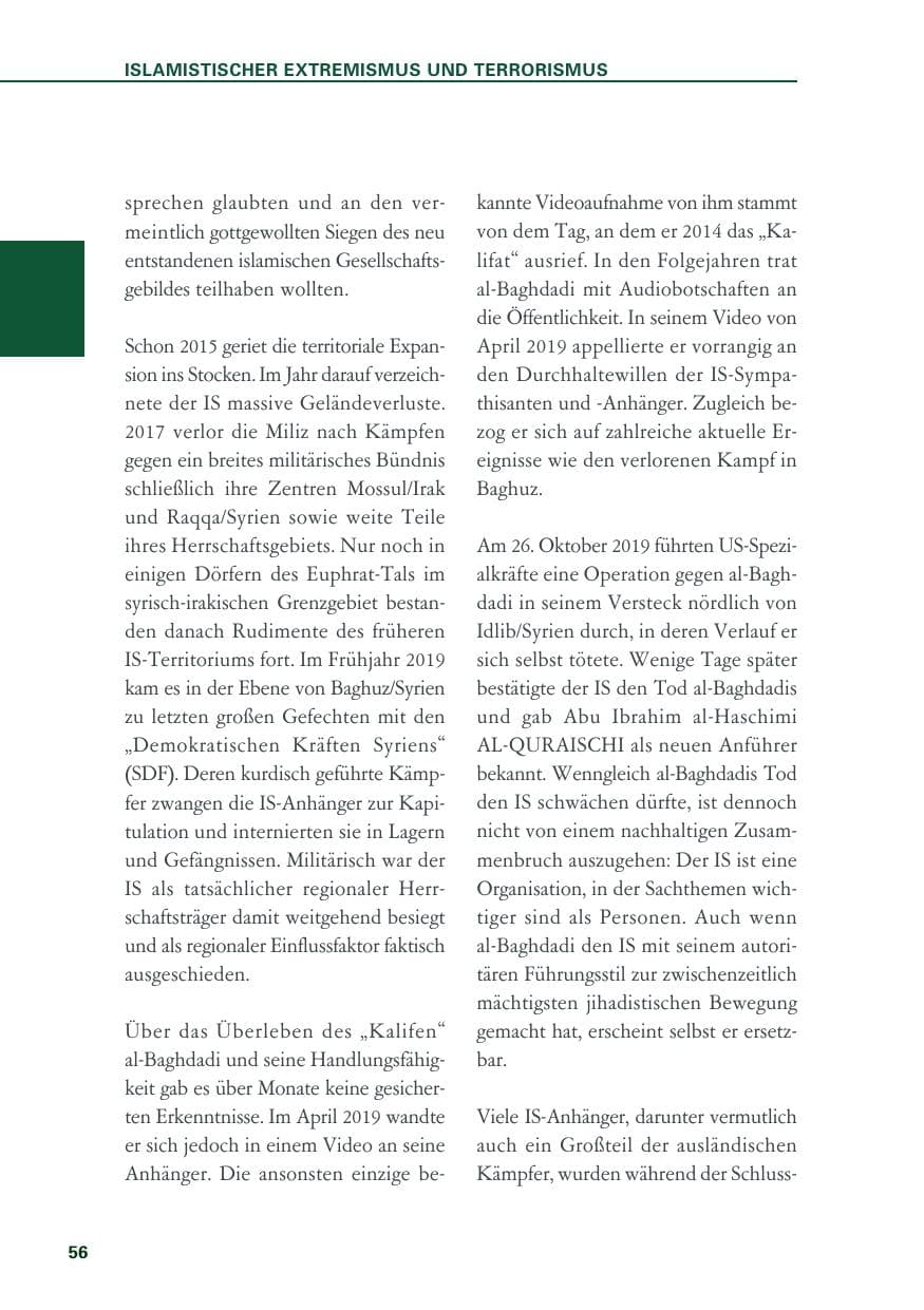 Seite 56 des Verfassungsschutzbericht 2019 Baden-Württemberg