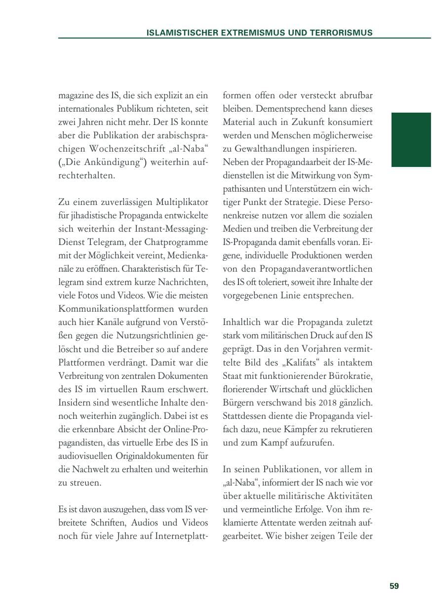 Seite 59 des Verfassungsschutzbericht 2019 Baden-Württemberg