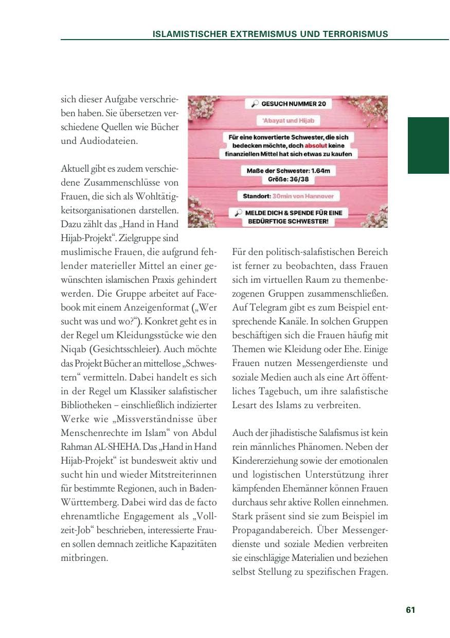 Seite 61 des Verfassungsschutzbericht 2019 Baden-Württemberg