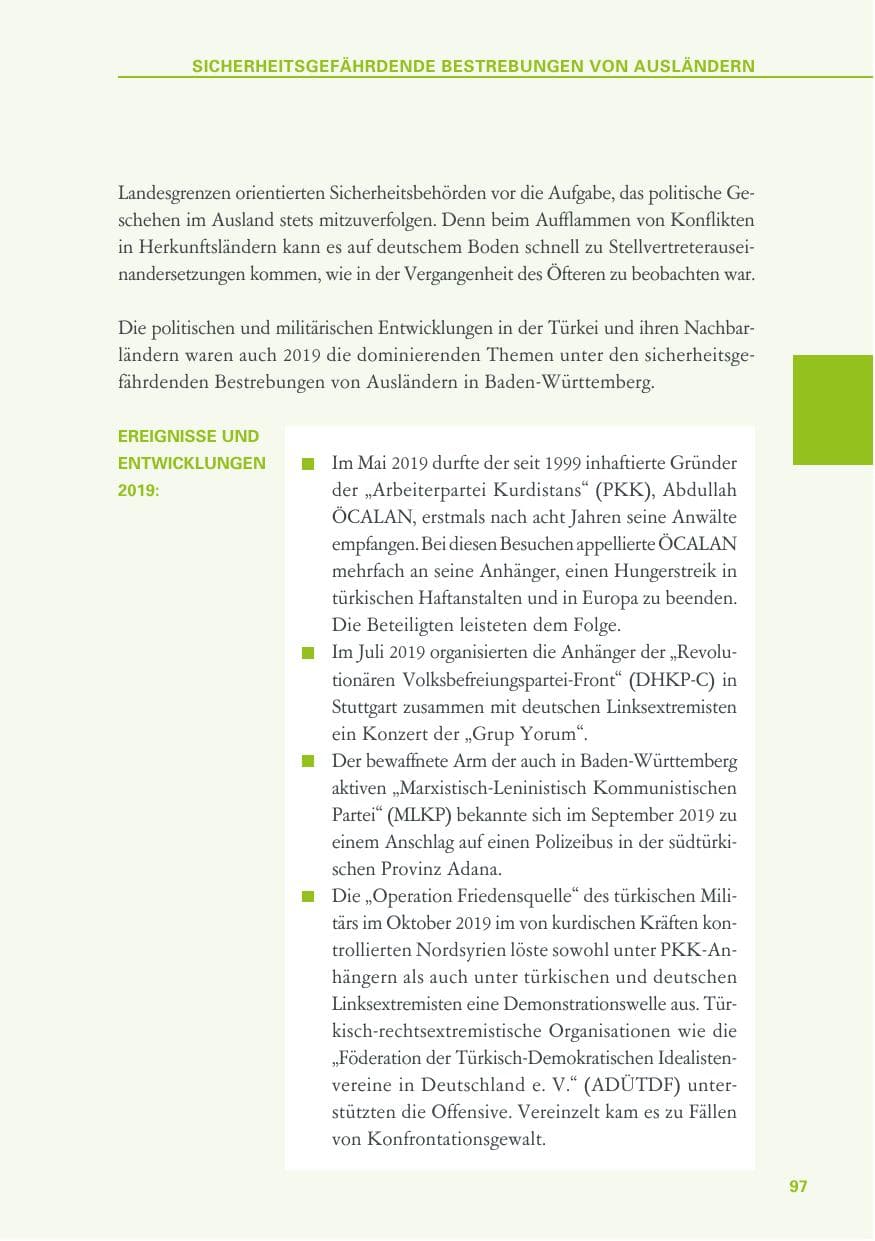 Seite 97 des Verfassungsschutzbericht 2019 Baden-Württemberg