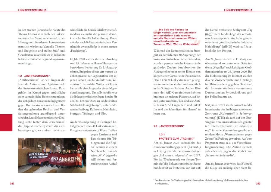 Seite 122 des Verfassungsschutzbericht 2020 Baden-Württemberg