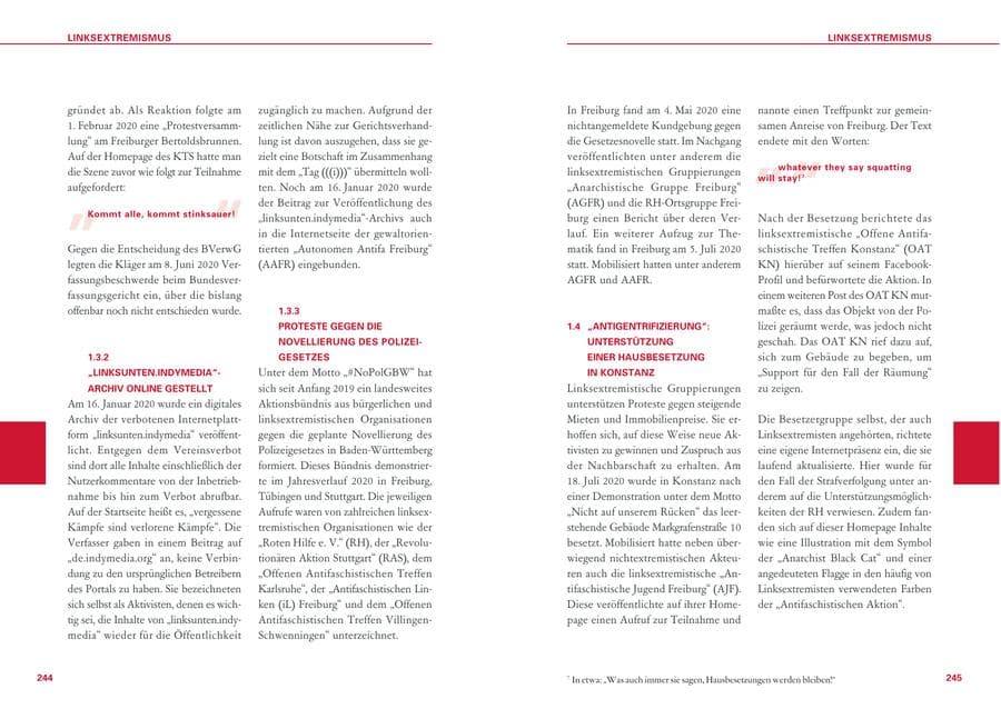 Seite 123 des Verfassungsschutzbericht 2020 Baden-Württemberg
