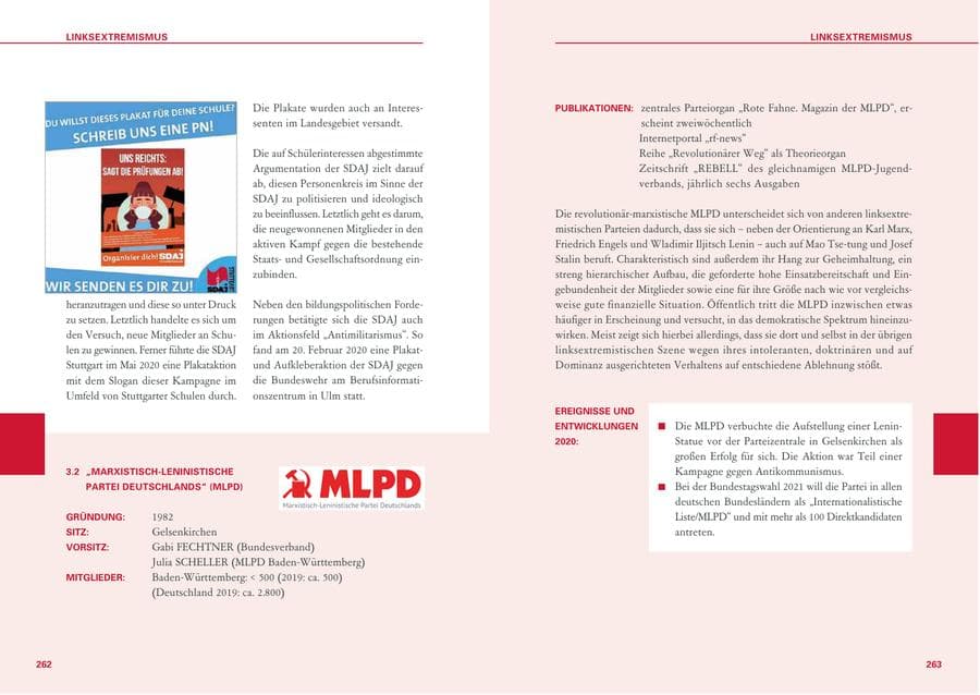 Seite 132 des Verfassungsschutzbericht 2020 Baden-Württemberg