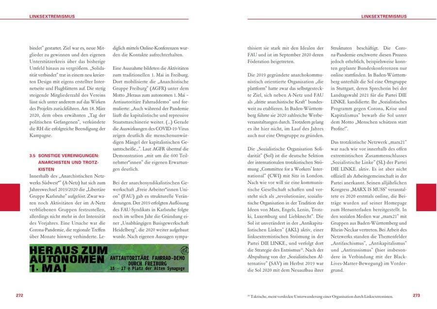 Seite 137 des Verfassungsschutzbericht 2020 Baden-Württemberg
