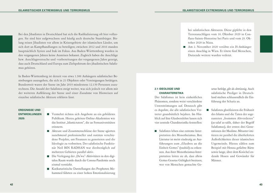 Seite 22 des Verfassungsschutzbericht 2020 Baden-Württemberg