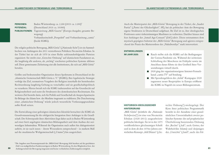 Seite 41 des Verfassungsschutzbericht 2020 Baden-Württemberg