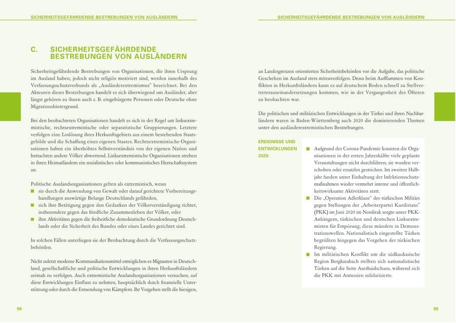 Seite 50 des Verfassungsschutzbericht 2020 Baden-Württemberg