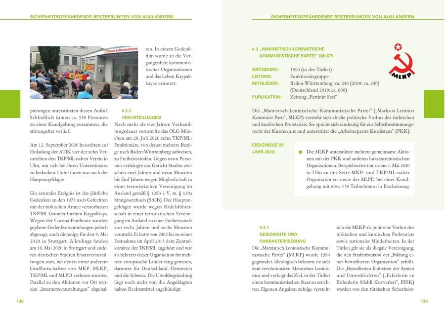 Seite 70 des Verfassungsschutzbericht 2020 Baden-Württemberg
