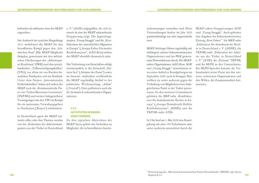 Seite 71 des Verfassungsschutzbericht 2020 Baden-Württemberg