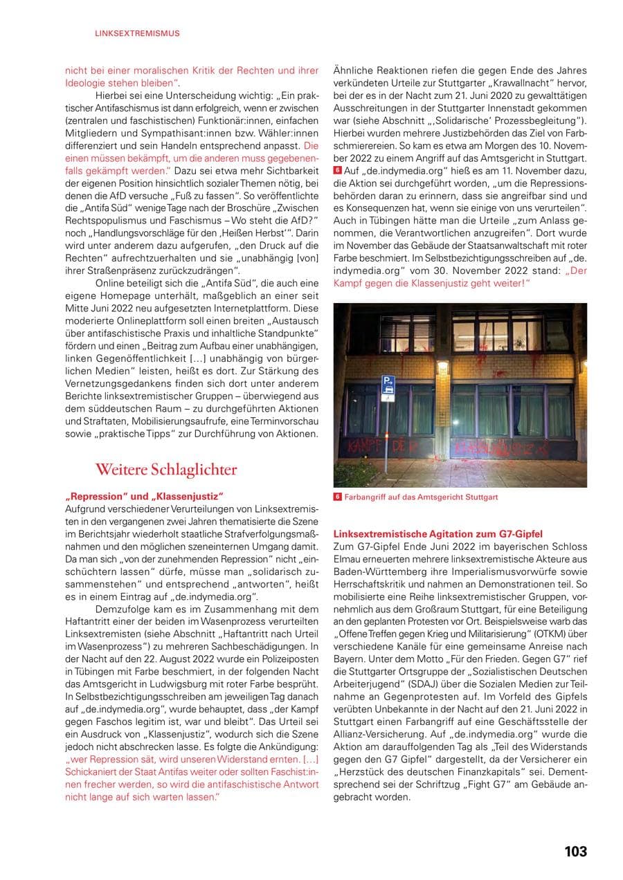 Seite 101 des Verfassungsschutzbericht 2022 Baden-Württemberg