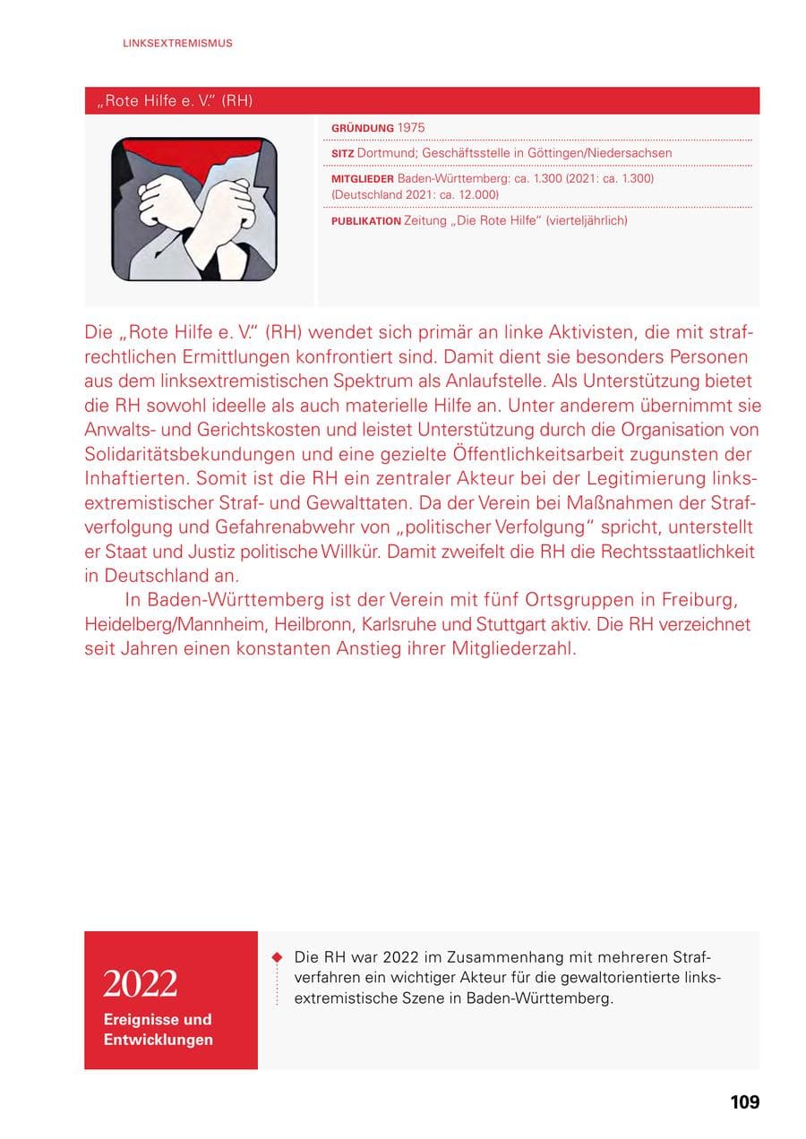 Seite 107 des Verfassungsschutzbericht 2022 Baden-Württemberg