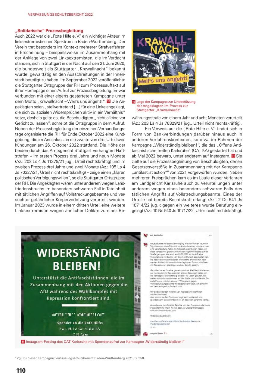 Seite 108 des Verfassungsschutzbericht 2022 Baden-Württemberg