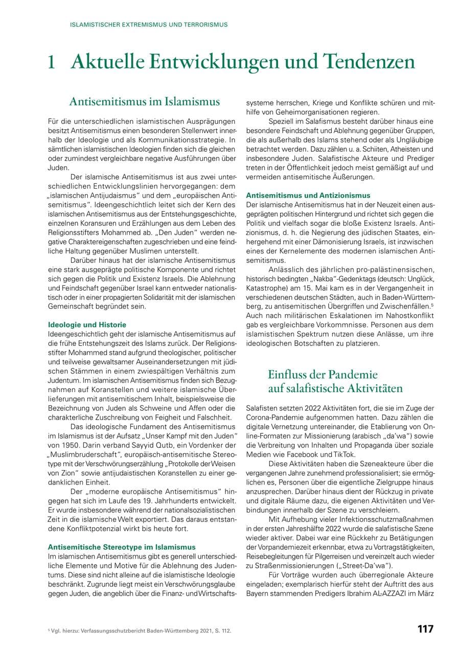 Seite 115 des Verfassungsschutzbericht 2022 Baden-Württemberg