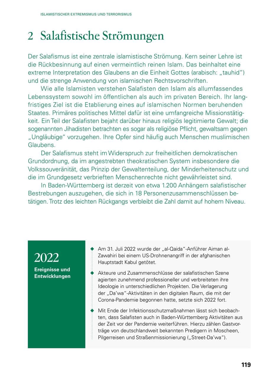 Seite 117 des Verfassungsschutzbericht 2022 Baden-Württemberg