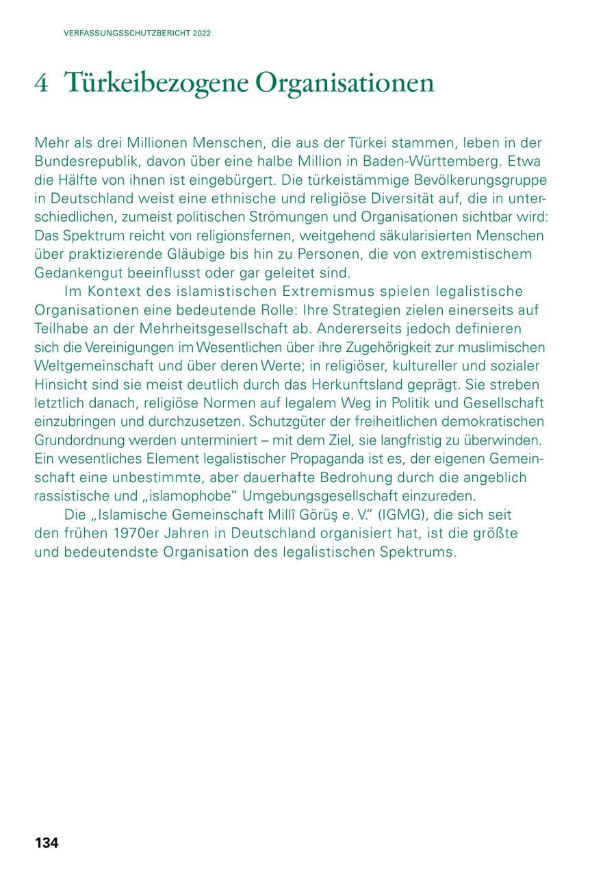 Seite 132 des Verfassungsschutzbericht 2022 Baden-Württemberg