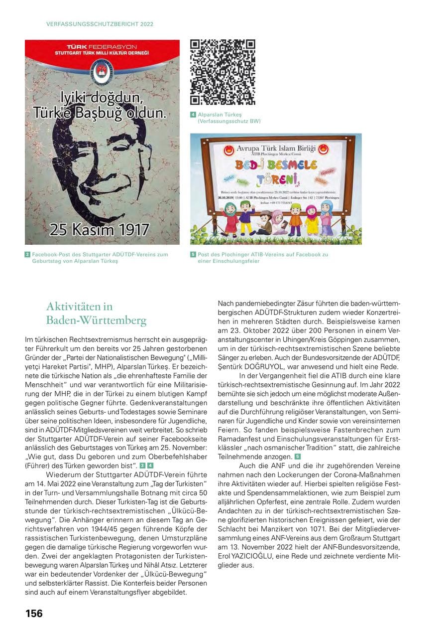 Seite 154 des Verfassungsschutzbericht 2022 Baden-Württemberg