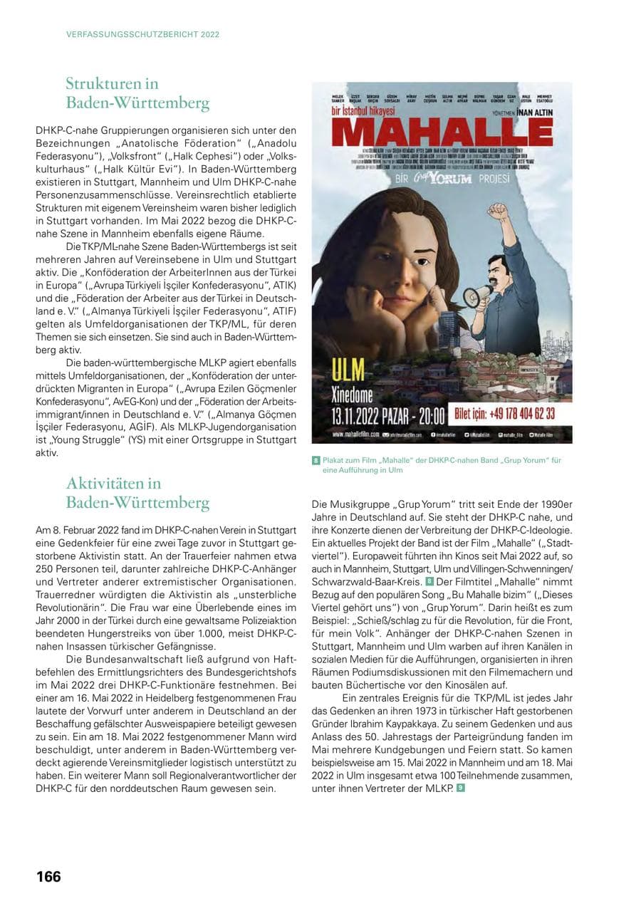 Seite 164 des Verfassungsschutzbericht 2022 Baden-Württemberg