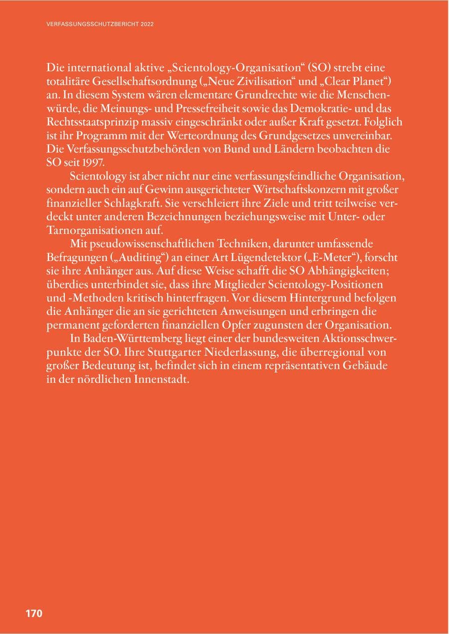 Seite 168 des Verfassungsschutzbericht 2022 Baden-Württemberg