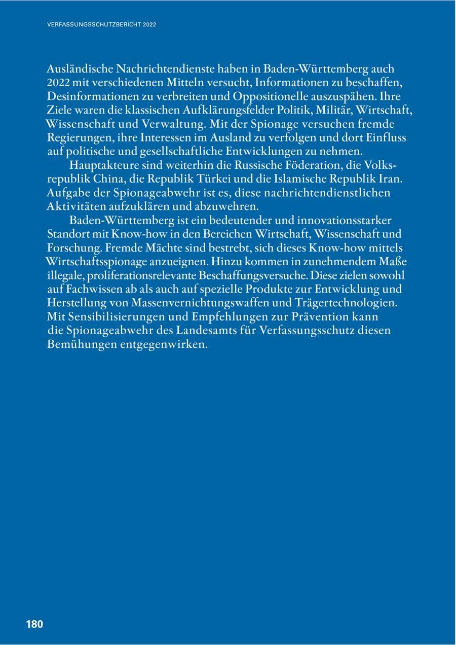 Seite 178 des Verfassungsschutzbericht 2022 Baden-Württemberg