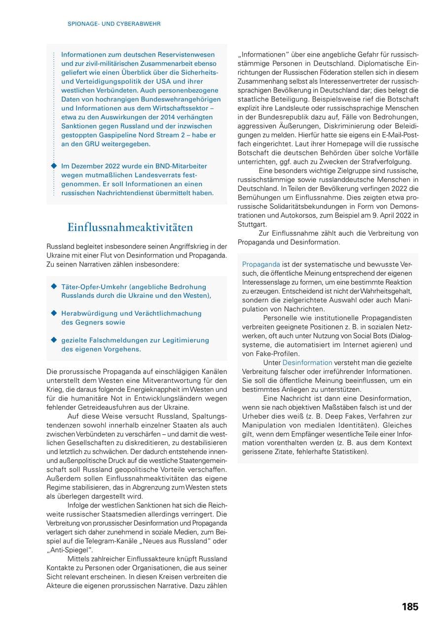 Seite 183 des Verfassungsschutzbericht 2022 Baden-Württemberg