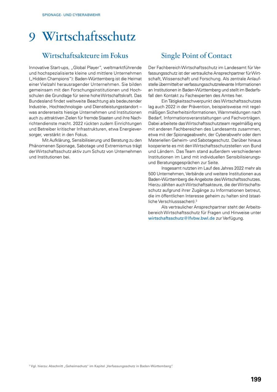 Seite 197 des Verfassungsschutzbericht 2022 Baden-Württemberg