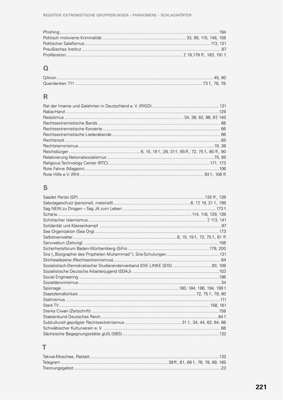 Seite 219 des Verfassungsschutzbericht 2022 Baden-Württemberg