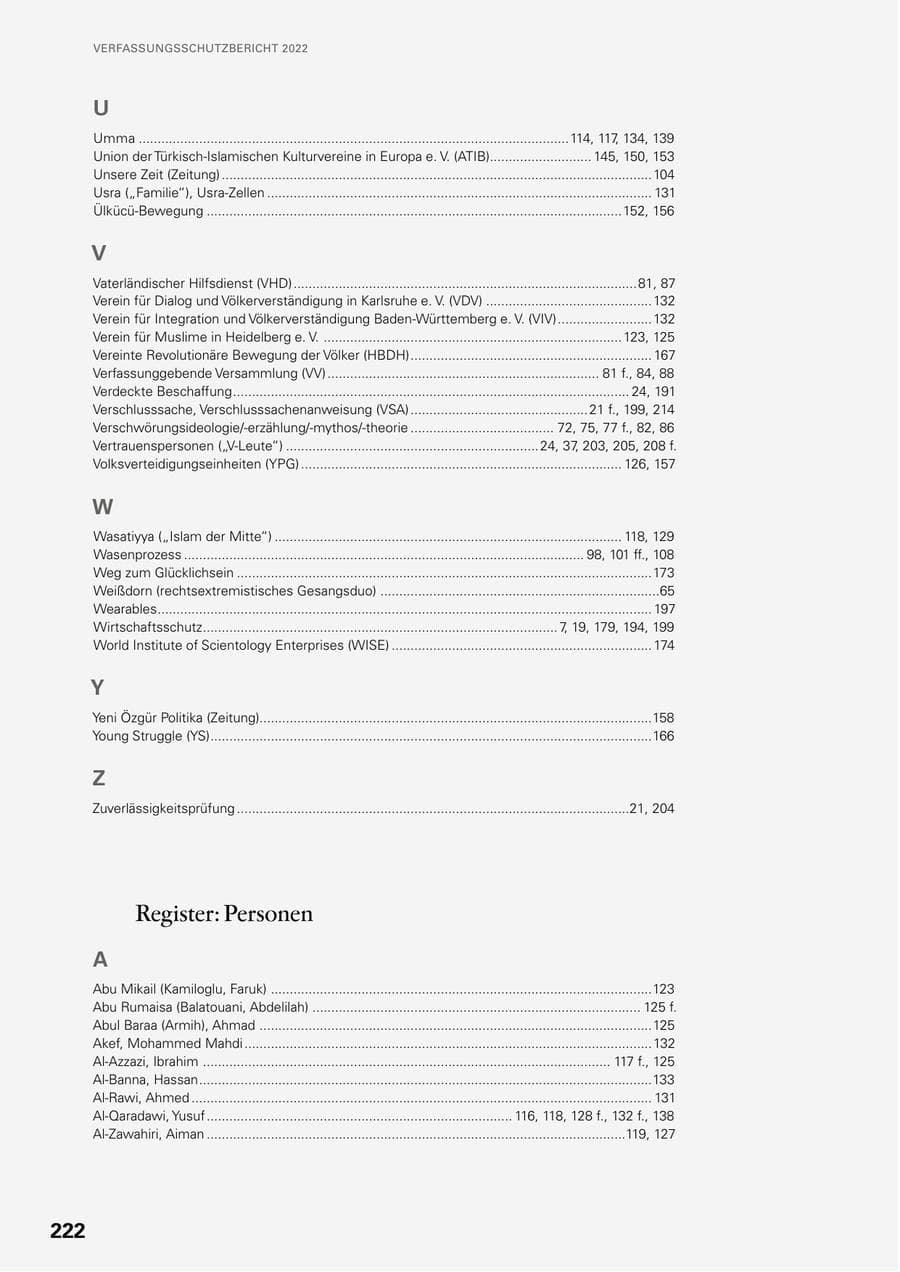 Seite 220 des Verfassungsschutzbericht 2022 Baden-Württemberg