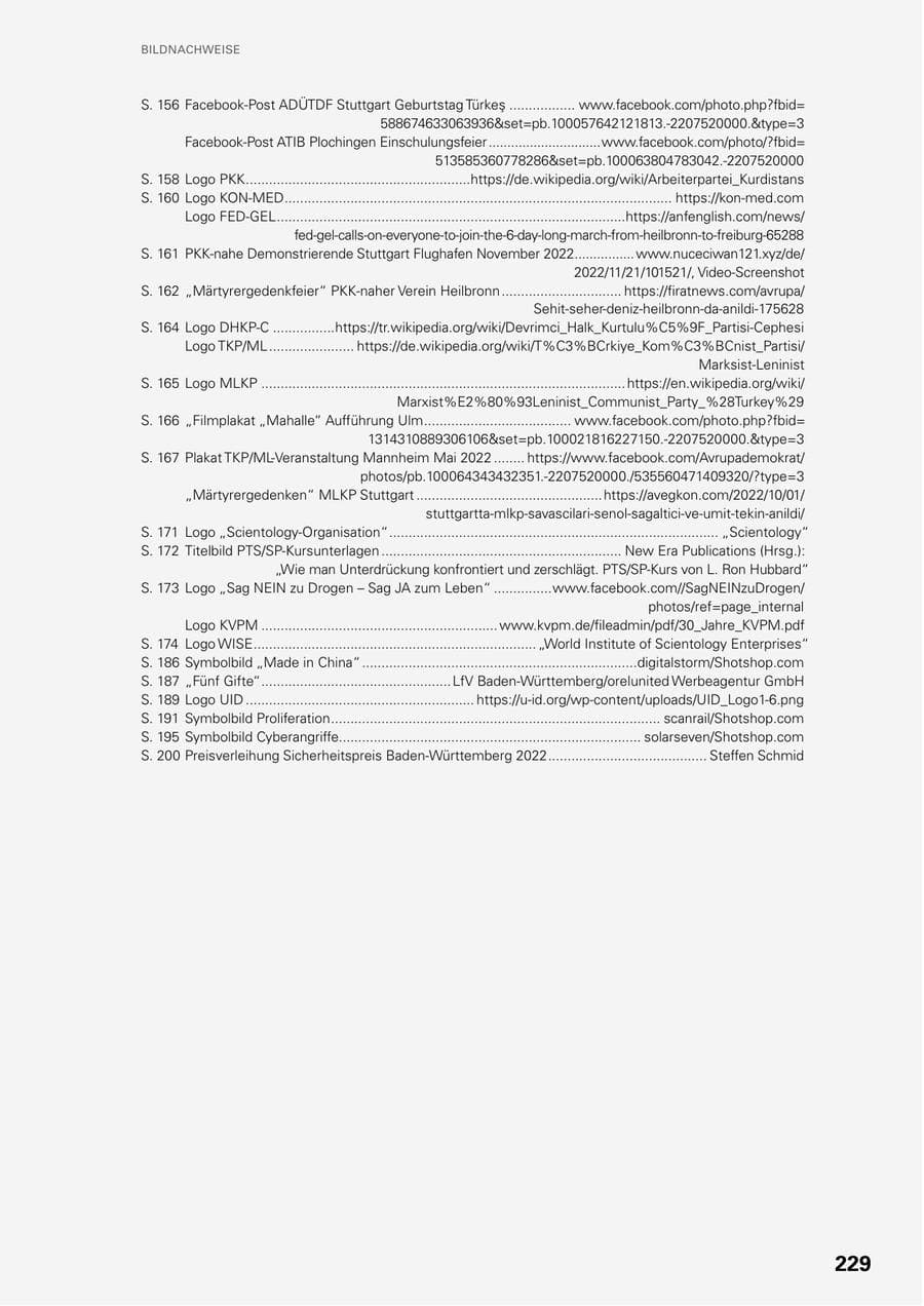 Seite 227 des Verfassungsschutzbericht 2022 Baden-Württemberg