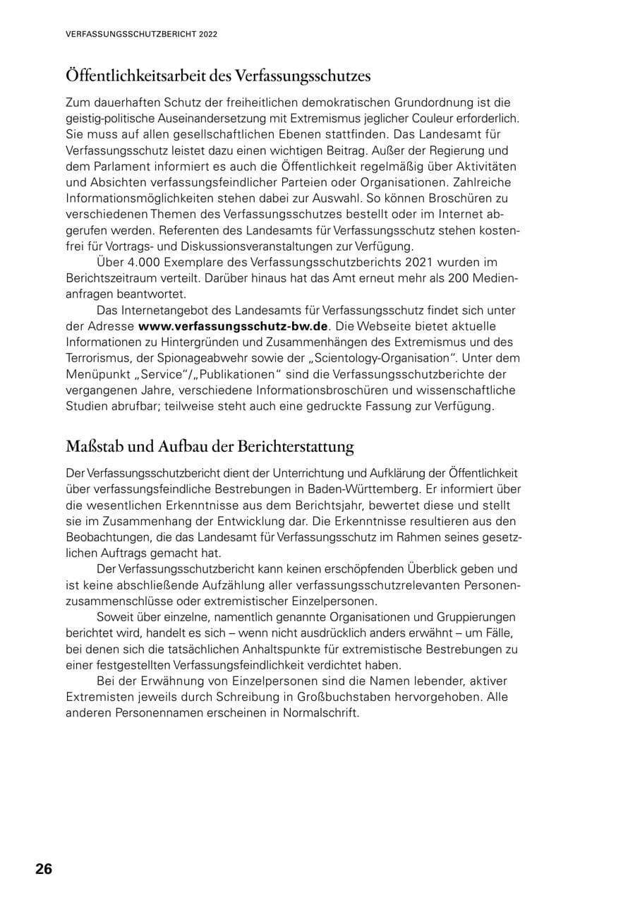 Seite 24 des Verfassungsschutzbericht 2022 Baden-Württemberg