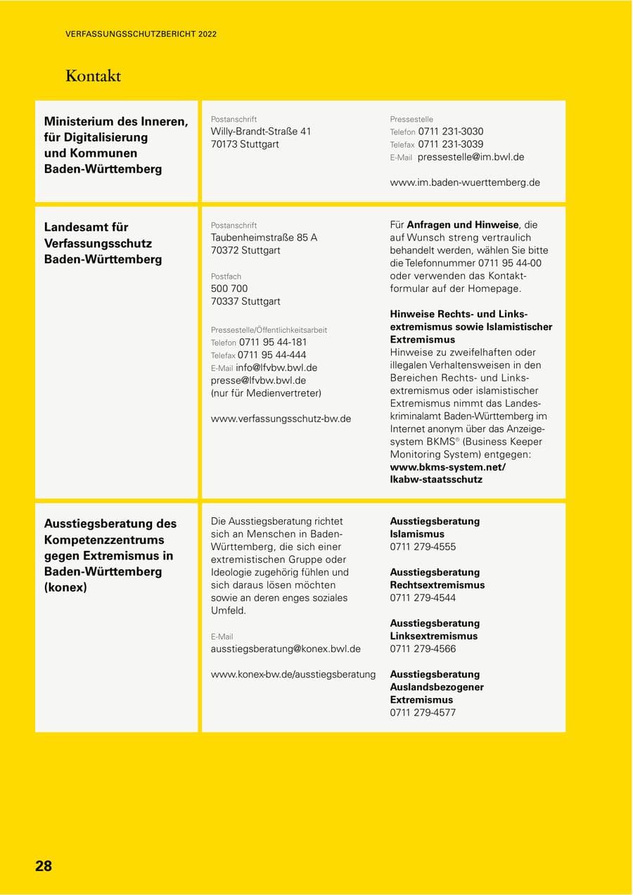 Seite 26 des Verfassungsschutzbericht 2022 Baden-Württemberg