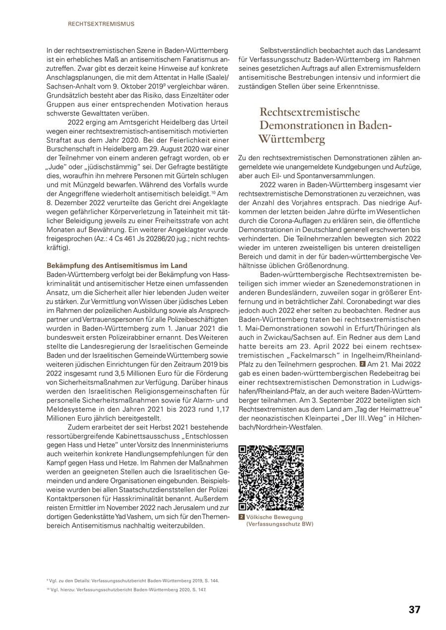 Seite 35 des Verfassungsschutzbericht 2022 Baden-Württemberg