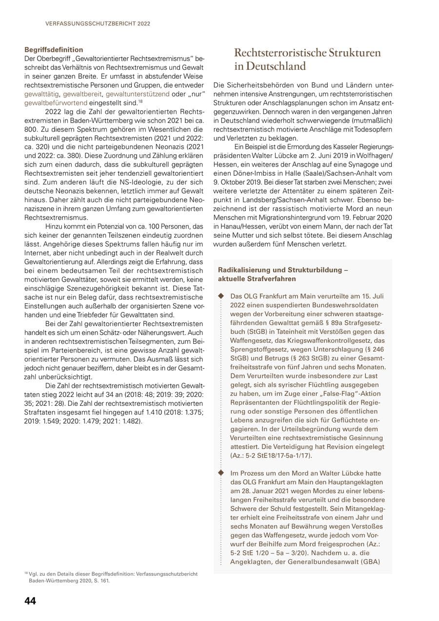 Seite 42 des Verfassungsschutzbericht 2022 Baden-Württemberg