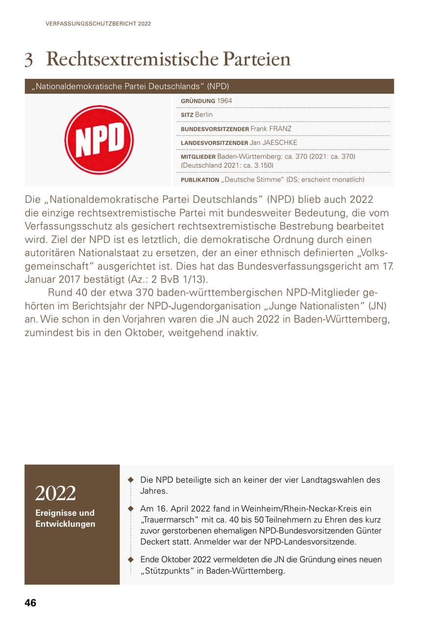 Seite 44 des Verfassungsschutzbericht 2022 Baden-Württemberg