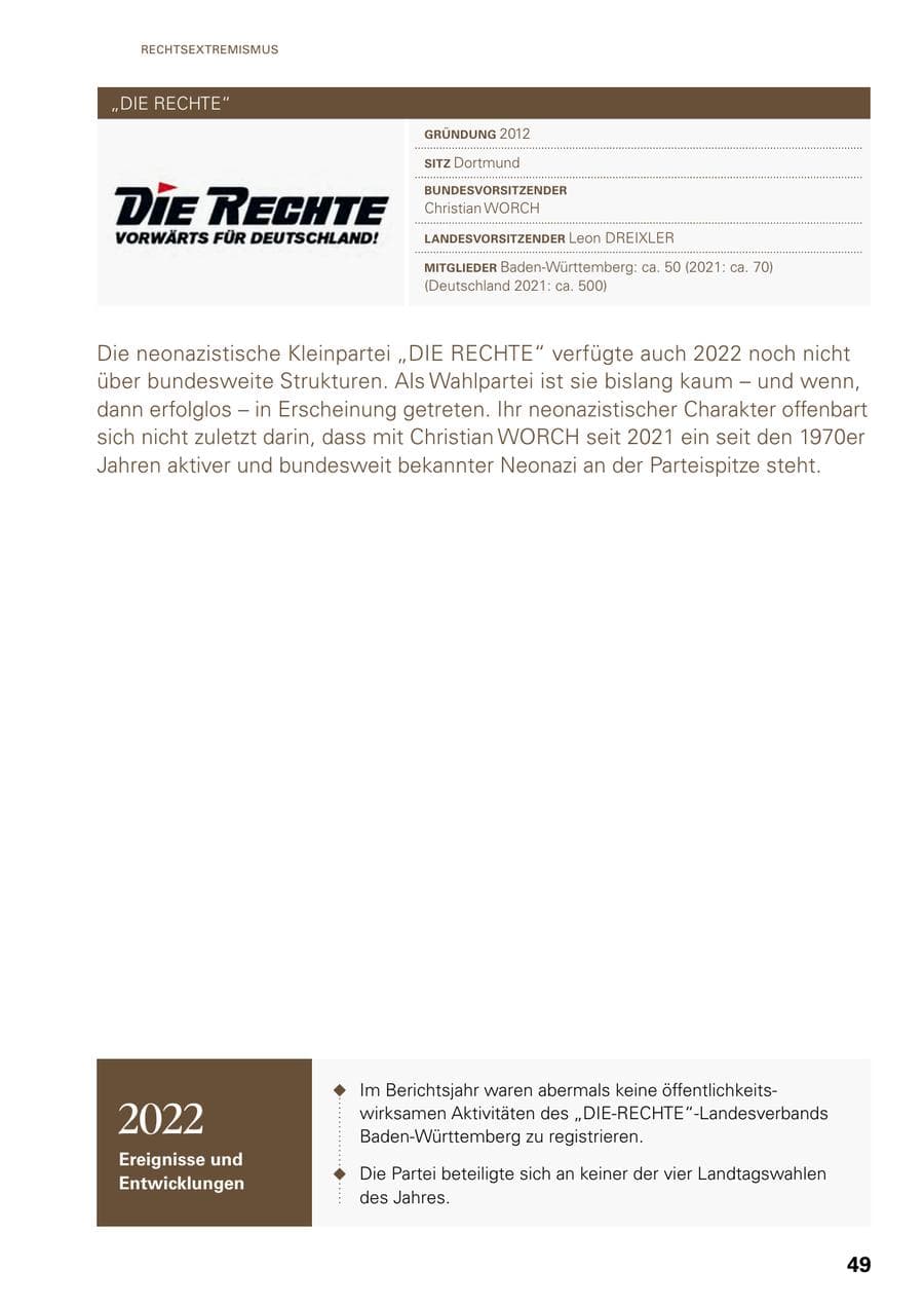Seite 47 des Verfassungsschutzbericht 2022 Baden-Württemberg